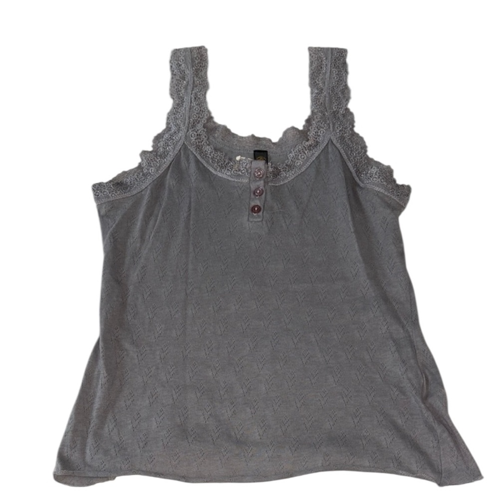 Vintage Y2K Pins & Needles Lace Trim Gray Women's Tank Top Size Small